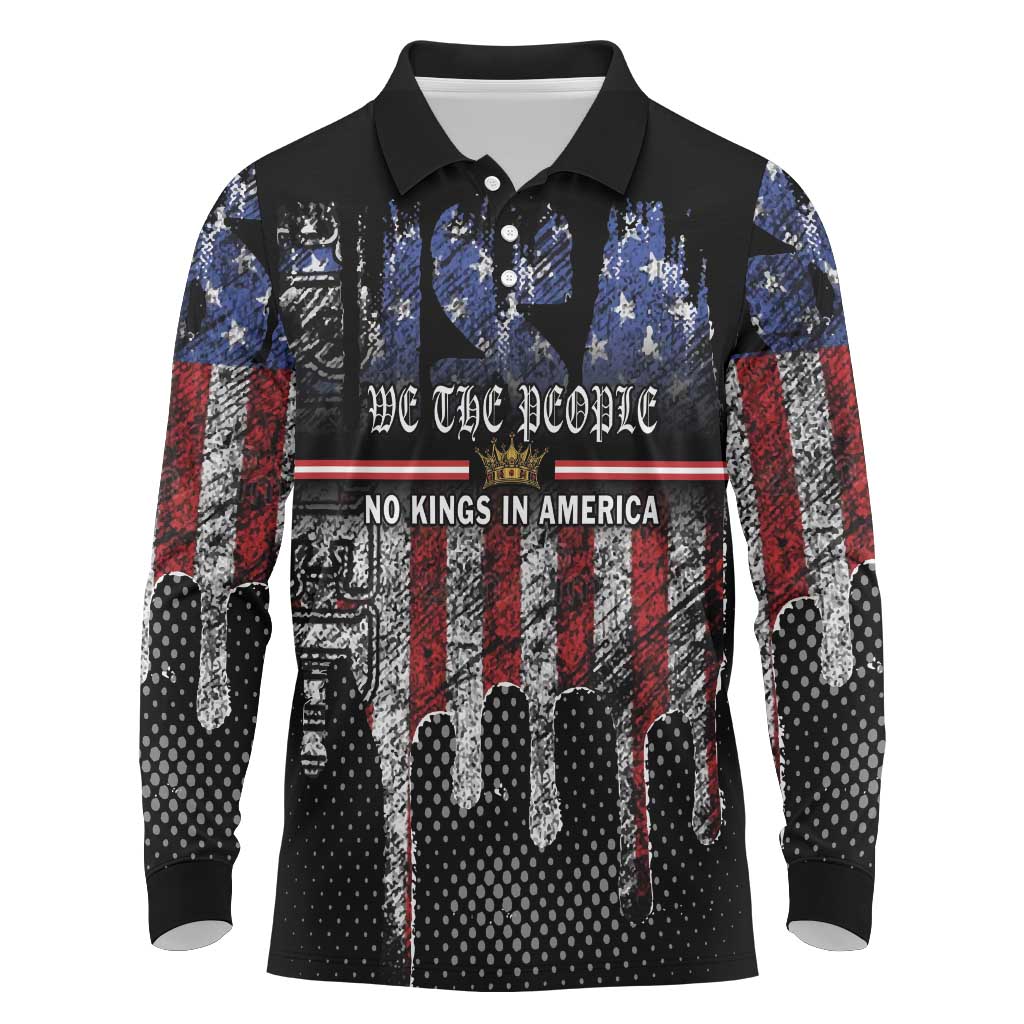 We The People Long Sleeve Polo Shirt No Kings In America Since 1776 - Wonder Print Shop
