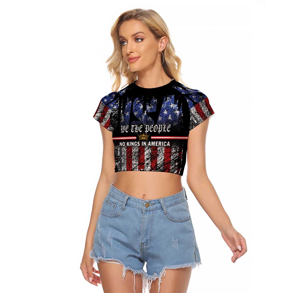 We The People Raglan Cropped T Shirt No Kings In America Since 1776 - Wonder Print Shop
