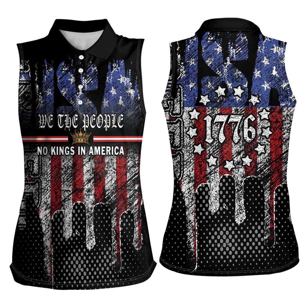 We The People Women Sleeveless Polo Shirt No Kings In America Since 1776 - Wonder Print Shop