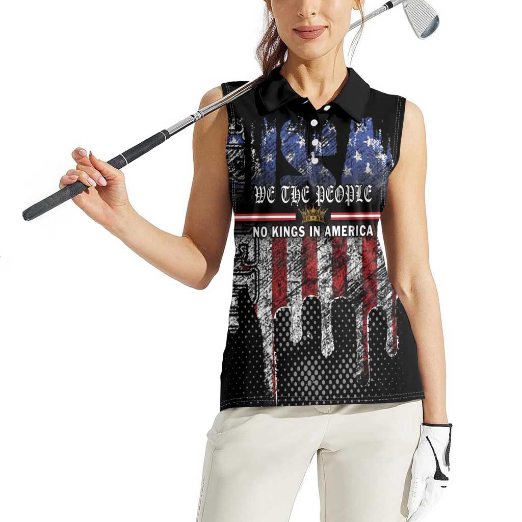 We The People Women Sleeveless Polo Shirt No Kings In America Since 1776 - Wonder Print Shop