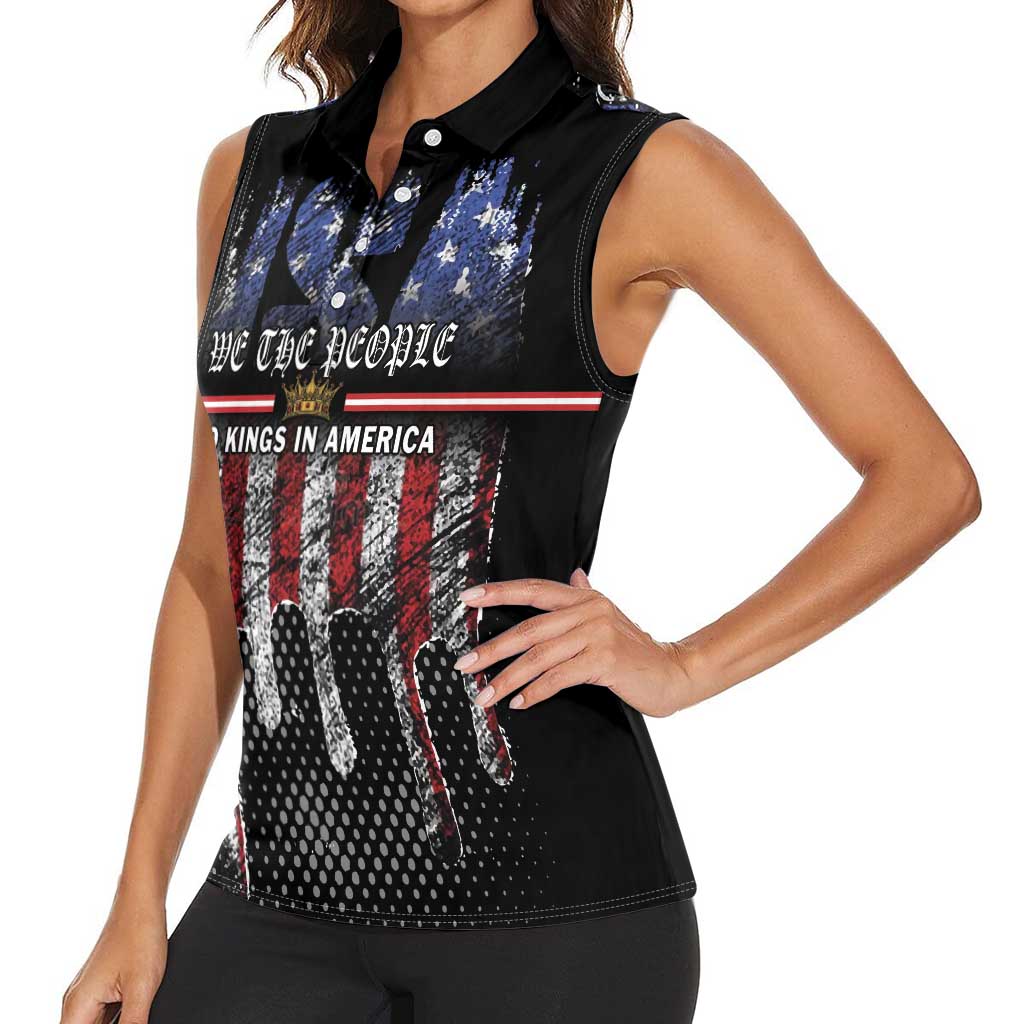 We The People Women Sleeveless Polo Shirt No Kings In America Since 1776 - Wonder Print Shop
