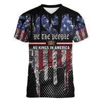 We The People Women V-Neck T-Shirt No Kings In America Since 1776 - Wonder Print Shop