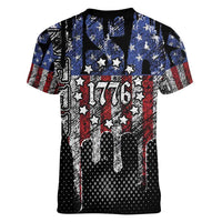 We The People Women V-Neck T-Shirt No Kings In America Since 1776 - Wonder Print Shop