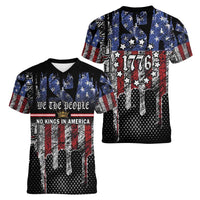 We The People Women V-Neck T-Shirt No Kings In America Since 1776 - Wonder Print Shop