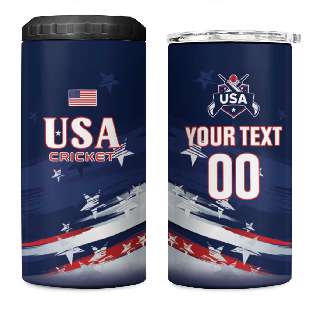 Custom USA Cricket 4 in 1 Can Cooler Tumbler US Team Play Bold Play Proud - Wonder Print Shop