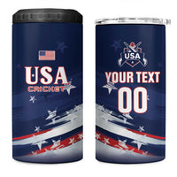 Custom USA Cricket 4 in 1 Can Cooler Tumbler US Team Play Bold Play Proud - Wonder Print Shop