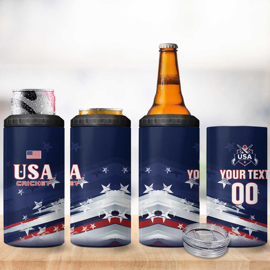 Custom USA Cricket 4 in 1 Can Cooler Tumbler US Team Play Bold Play Proud - Wonder Print Shop