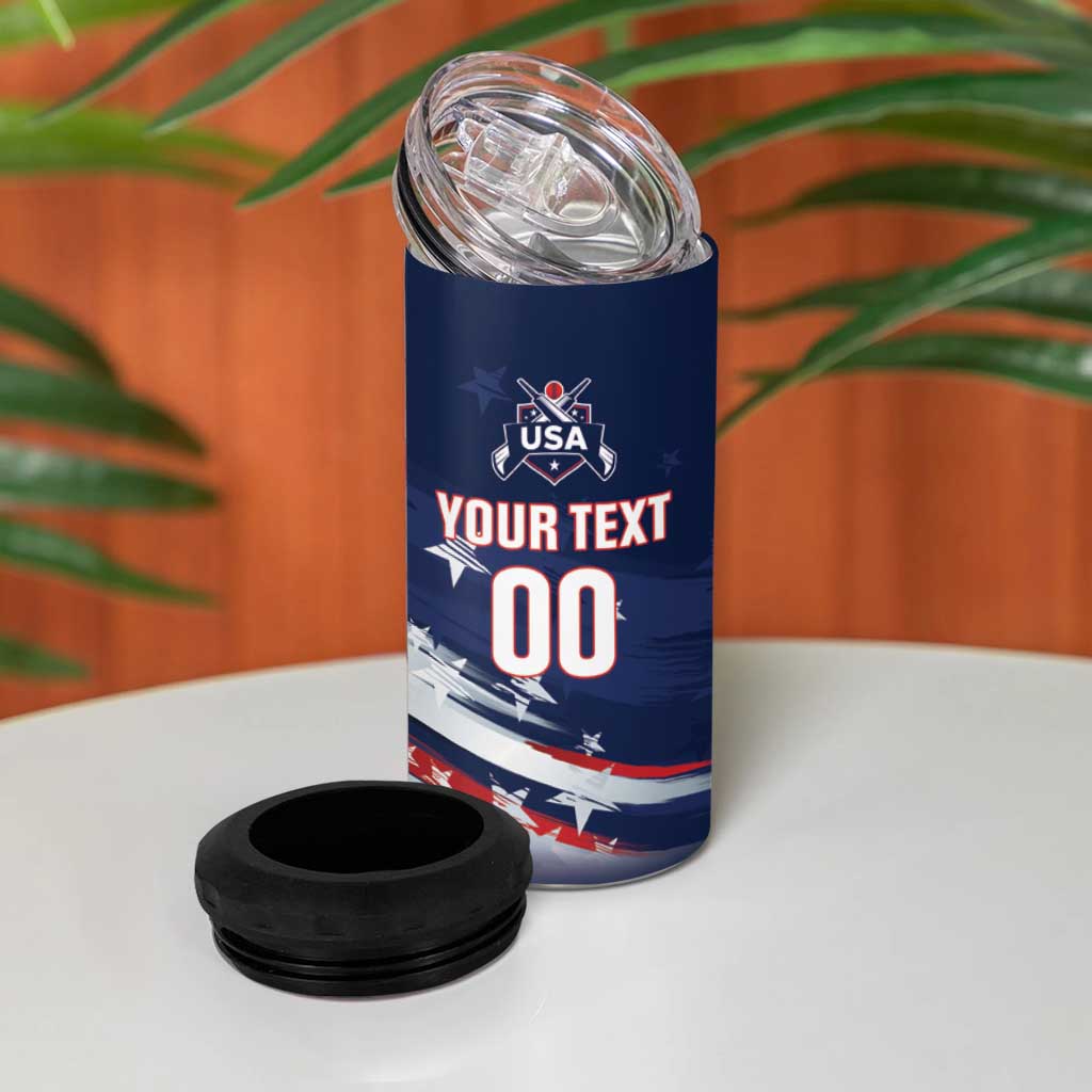 Custom USA Cricket 4 in 1 Can Cooler Tumbler US Team Play Bold Play Proud - Wonder Print Shop