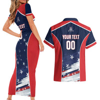 Custom USA Cricket Couples Matching Short Sleeve Bodycon Dress and Hawaiian Shirt US Team Play Bold Play Proud - Wonder Print Shop
