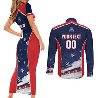 Custom USA Cricket Couples Matching Short Sleeve Bodycon Dress and Long Sleeve Button Shirt US Team Play Bold Play Proud - Wonder Print Shop