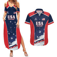 Custom USA Cricket Couples Matching Summer Maxi Dress and Hawaiian Shirt US Team Play Bold Play Proud - Wonder Print Shop
