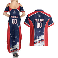 Custom USA Cricket Couples Matching Summer Maxi Dress and Hawaiian Shirt US Team Play Bold Play Proud - Wonder Print Shop
