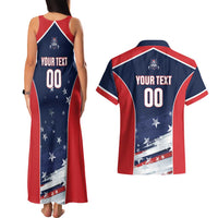 Custom USA Cricket Couples Matching Tank Maxi Dress and Hawaiian Shirt US Team Play Bold Play Proud - Wonder Print Shop