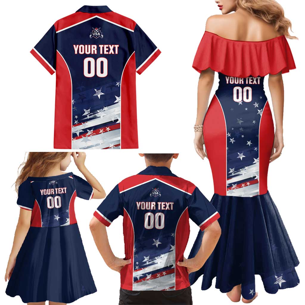 Custom USA Cricket Family Matching Mermaid Dress and Hawaiian Shirt US Team Play Bold Play Proud - Wonder Print Shop