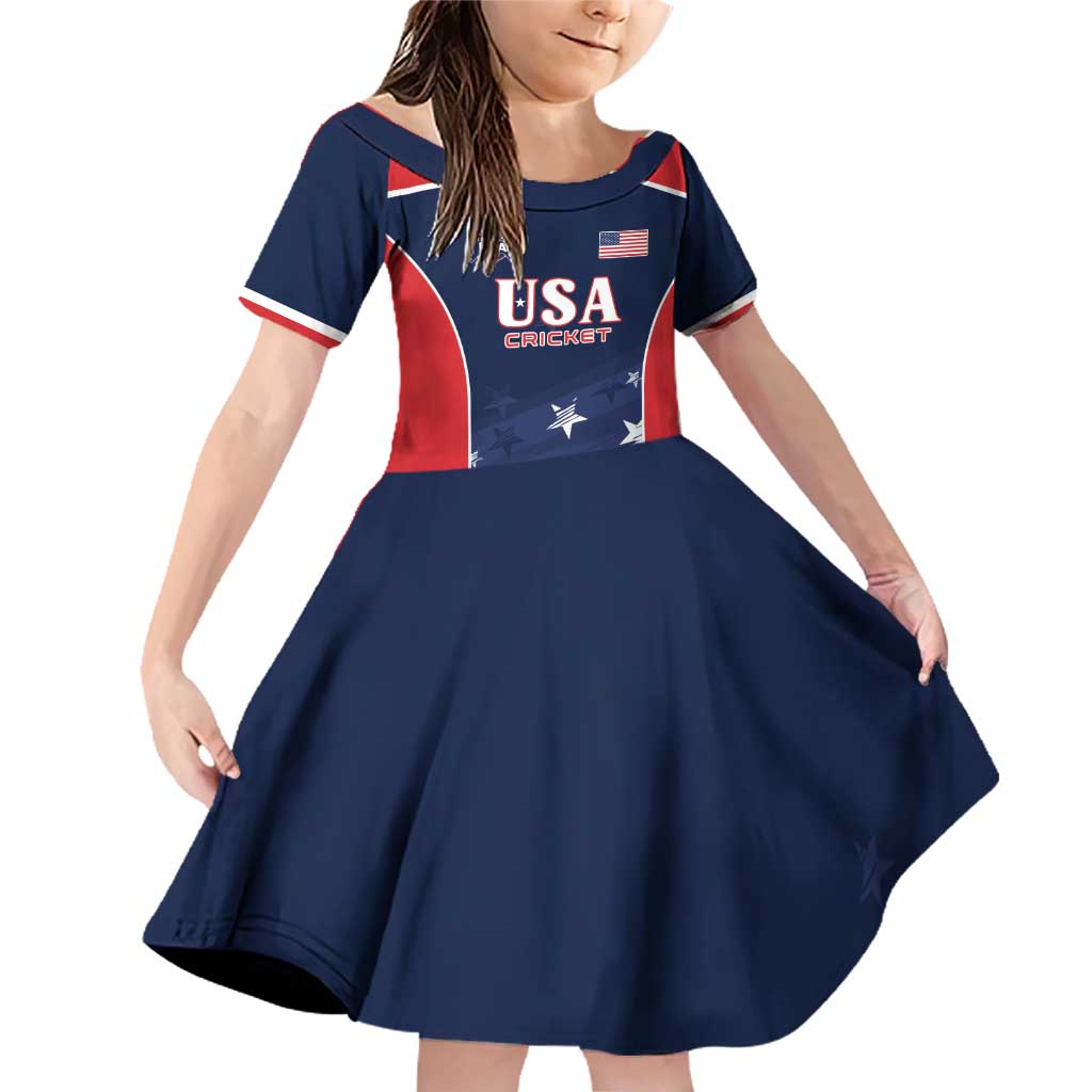 Custom USA Cricket Family Matching Off Shoulder Short Dress and Hawaiian Shirt US Team Play Bold Play Proud - Wonder Print Shop