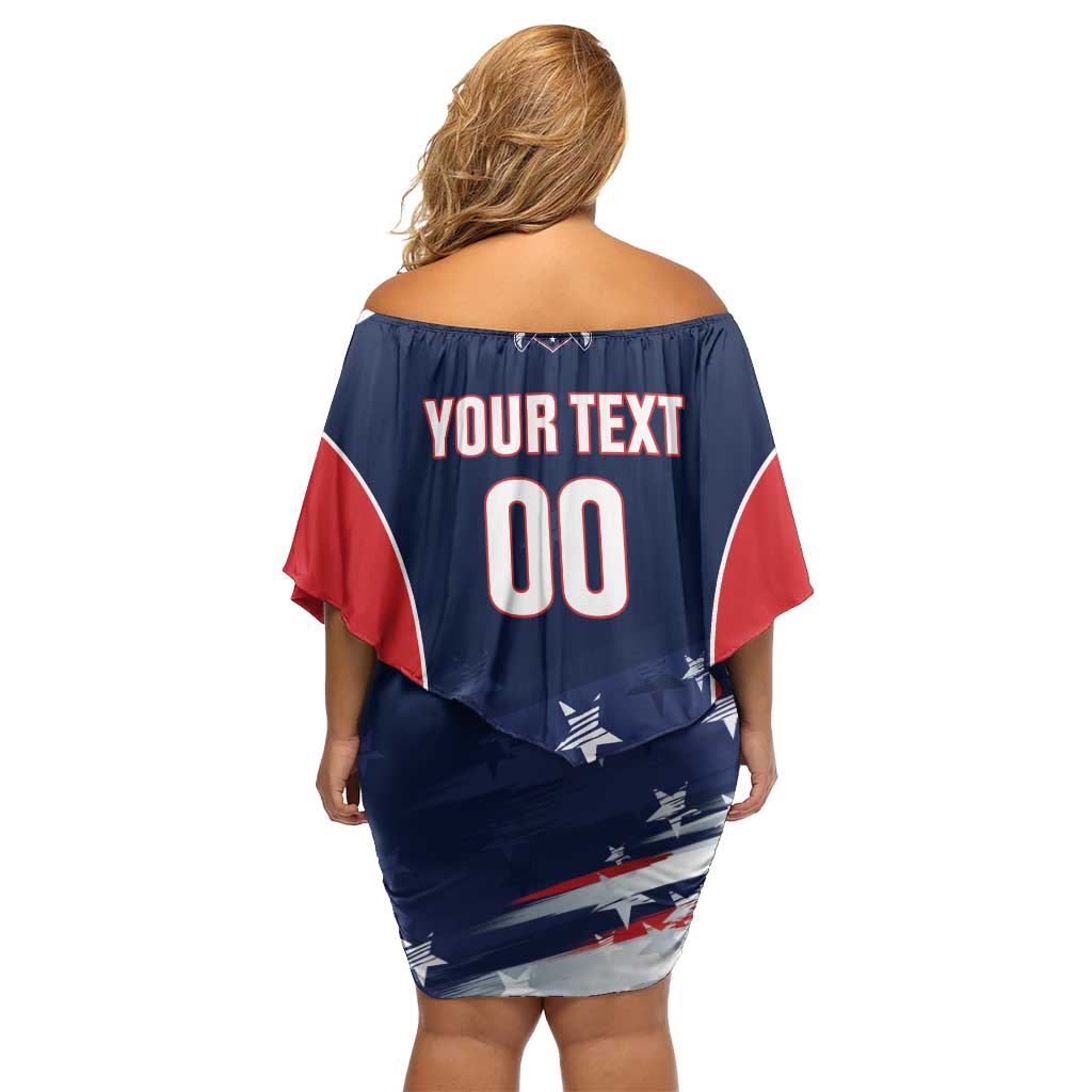 Custom USA Cricket Family Matching Off Shoulder Short Dress and Hawaiian Shirt US Team Play Bold Play Proud - Wonder Print Shop