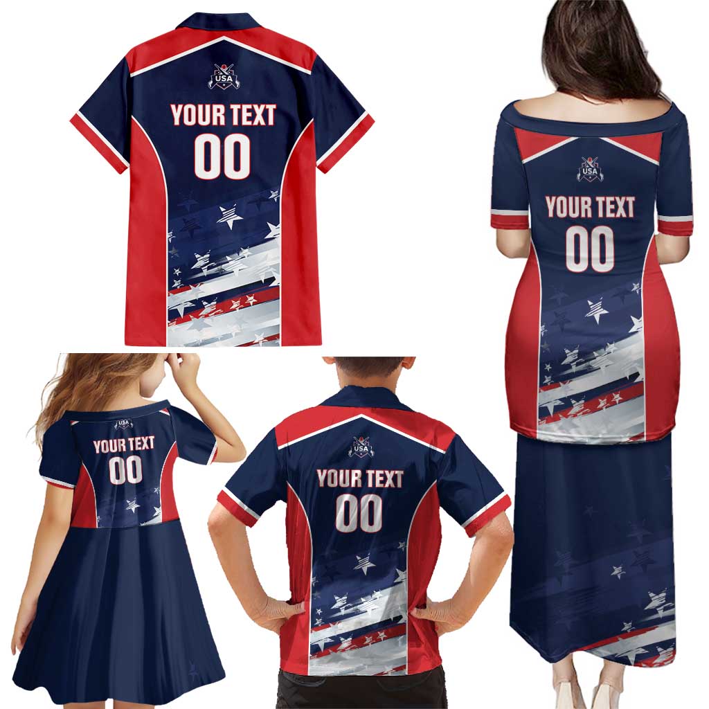 Custom USA Cricket Family Matching Puletasi and Hawaiian Shirt US Team Play Bold Play Proud - Wonder Print Shop