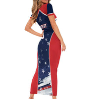 Custom USA Cricket Family Matching Short Sleeve Bodycon Dress and Hawaiian Shirt US Team Play Bold Play Proud - Wonder Print Shop
