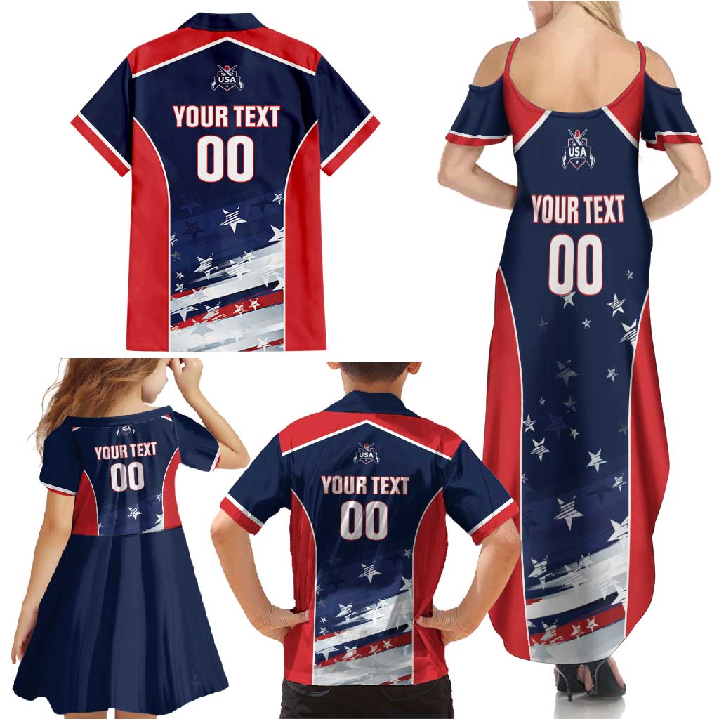 Custom USA Cricket Family Matching Summer Maxi Dress and Hawaiian Shirt US Team Play Bold Play Proud - Wonder Print Shop