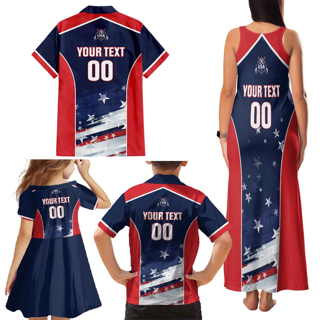 Custom USA Cricket Family Matching Tank Maxi Dress and Hawaiian Shirt US Team Play Bold Play Proud - Wonder Print Shop