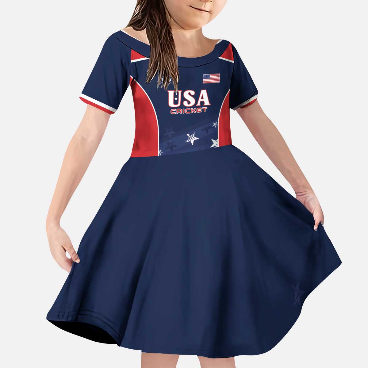 Custom USA Cricket Kid Short Sleeve Dress US Team Play Bold Play Proud - Wonder Print Shop