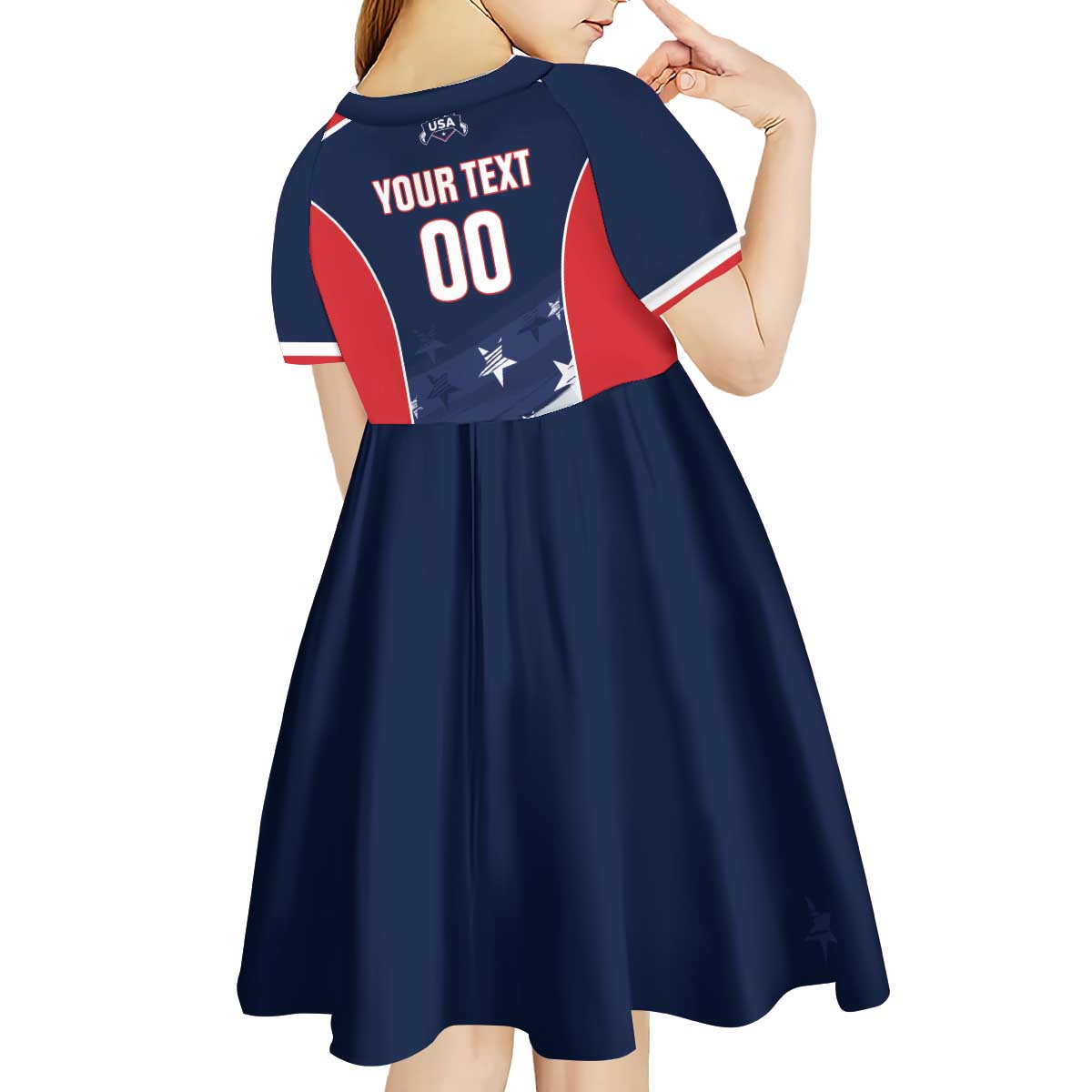 Custom USA Cricket Kid Short Sleeve Dress US Team Play Bold Play Proud - Wonder Print Shop