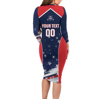 Custom USA Cricket Long Sleeve Bodycon Dress US Team Play Bold Play Proud - Wonder Print Shop
