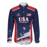 Custom USA Cricket Long Sleeve Button Shirt US Team Play Bold Play Proud - Wonder Print Shop
