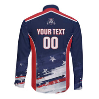 Custom USA Cricket Long Sleeve Button Shirt US Team Play Bold Play Proud - Wonder Print Shop