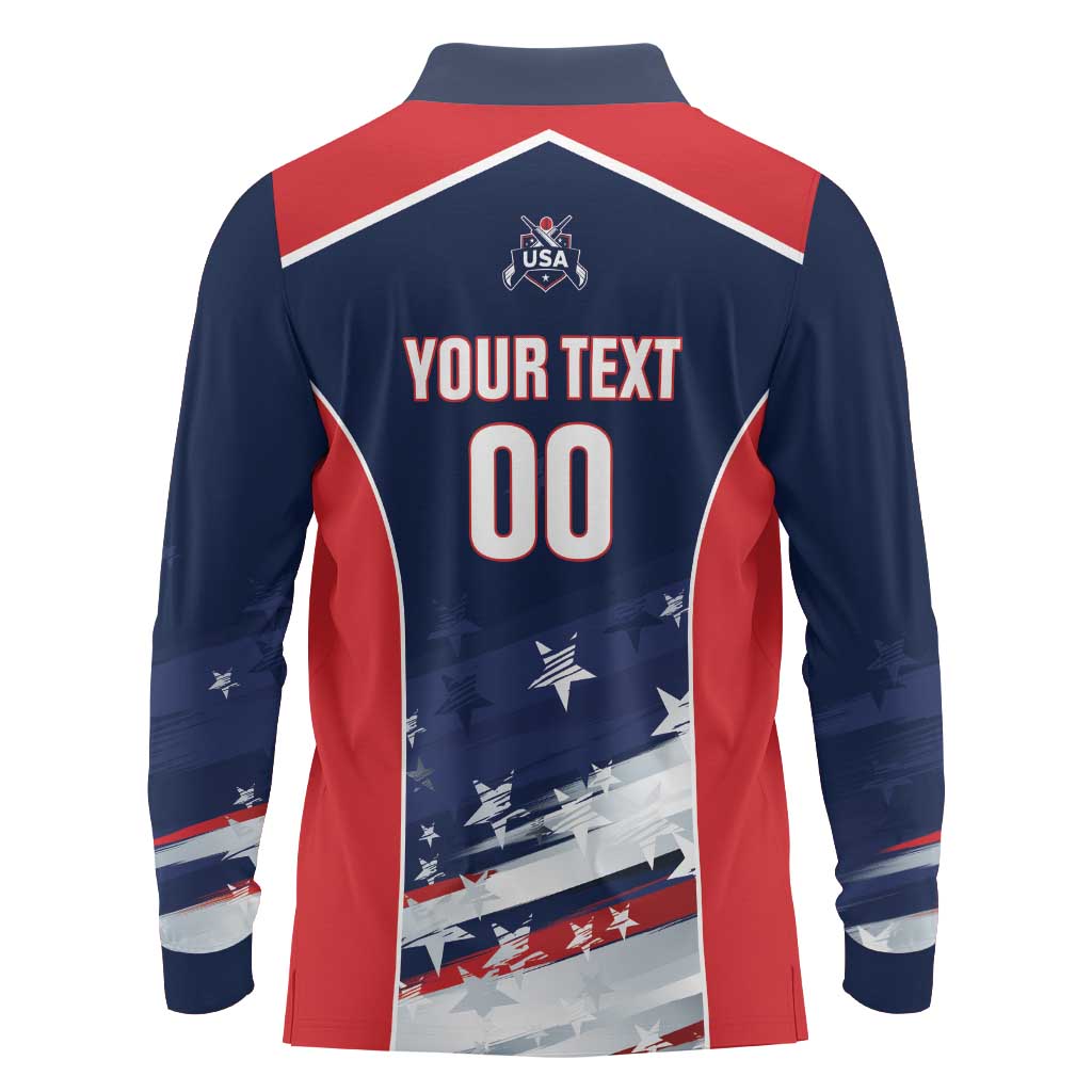 Custom USA Cricket Long Sleeve Polo Shirt US Team Play Bold Play Proud - Wonder Print Shop