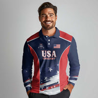 Custom USA Cricket Long Sleeve Polo Shirt US Team Play Bold Play Proud - Wonder Print Shop