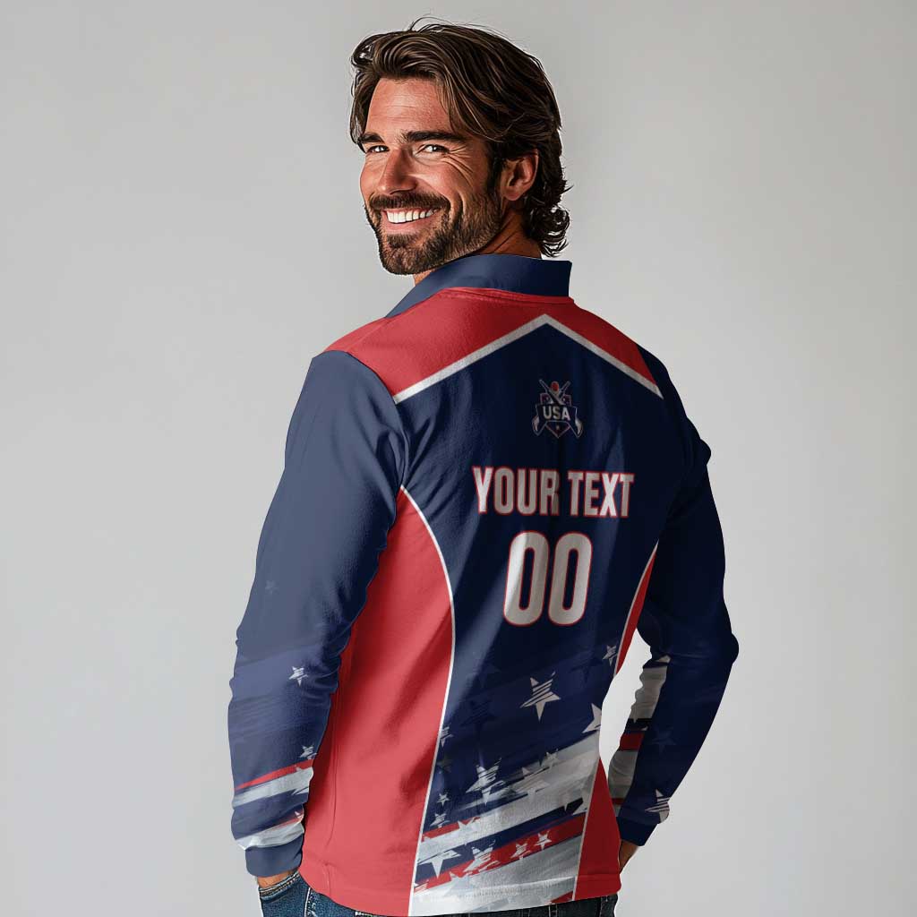 Custom USA Cricket Long Sleeve Polo Shirt US Team Play Bold Play Proud - Wonder Print Shop