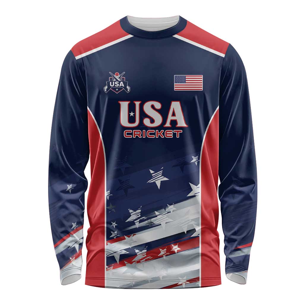 Custom USA Cricket Long Sleeve Shirt US Team Play Bold Play Proud - Wonder Print Shop