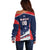 Custom USA Cricket Off Shoulder Sweater US Team Play Bold Play Proud - Wonder Print Shop