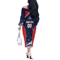 Custom USA Cricket Off The Shoulder Long Sleeve Dress US Team Play Bold Play Proud - Wonder Print Shop