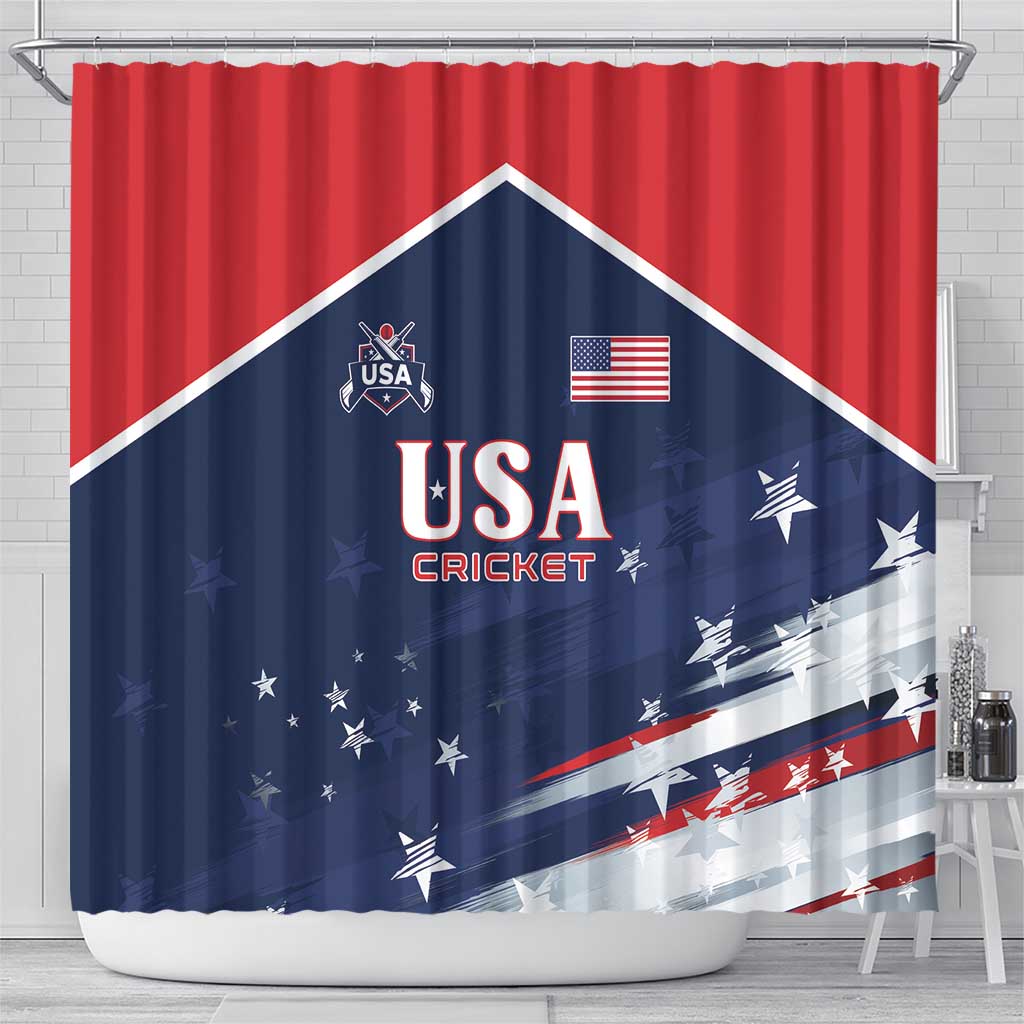USA Cricket Shower Curtain US Team Play Bold Play Proud - Wonder Print Shop