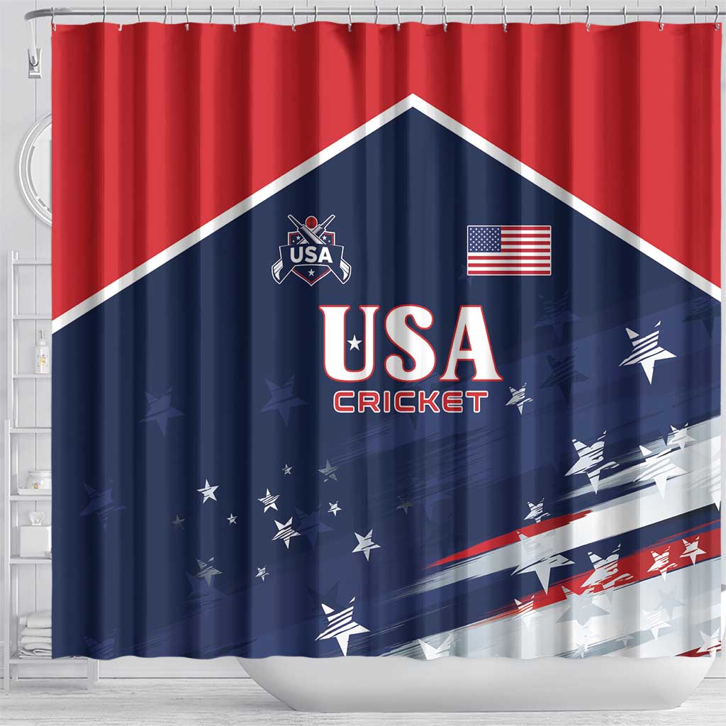 USA Cricket Shower Curtain US Team Play Bold Play Proud - Wonder Print Shop