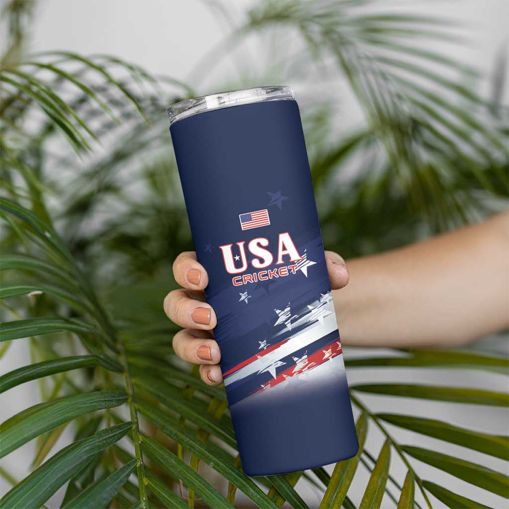 Custom USA Cricket Skinny Tumbler US Team Play Bold Play Proud - Wonder Print Shop