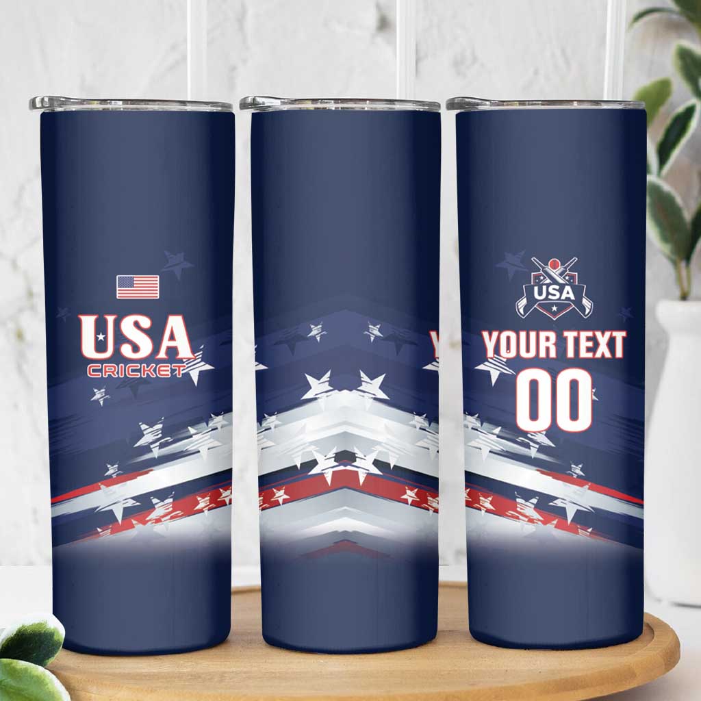 Custom USA Cricket Skinny Tumbler US Team Play Bold Play Proud - Wonder Print Shop