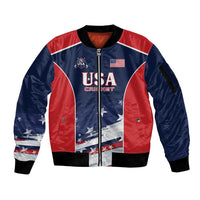 Custom USA Cricket Sleeve Zip Bomber Jacket US Team Play Bold Play Proud - Wonder Print Shop