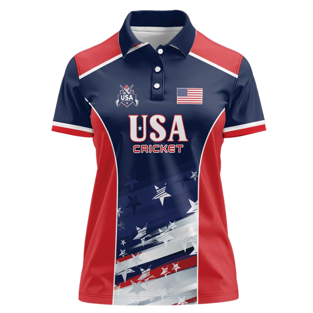 Custom USA Cricket Women Polo Shirt US Team Play Bold Play Proud - Wonder Print Shop