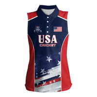 Custom USA Cricket Women Sleeveless Polo Shirt US Team Play Bold Play Proud - Wonder Print Shop