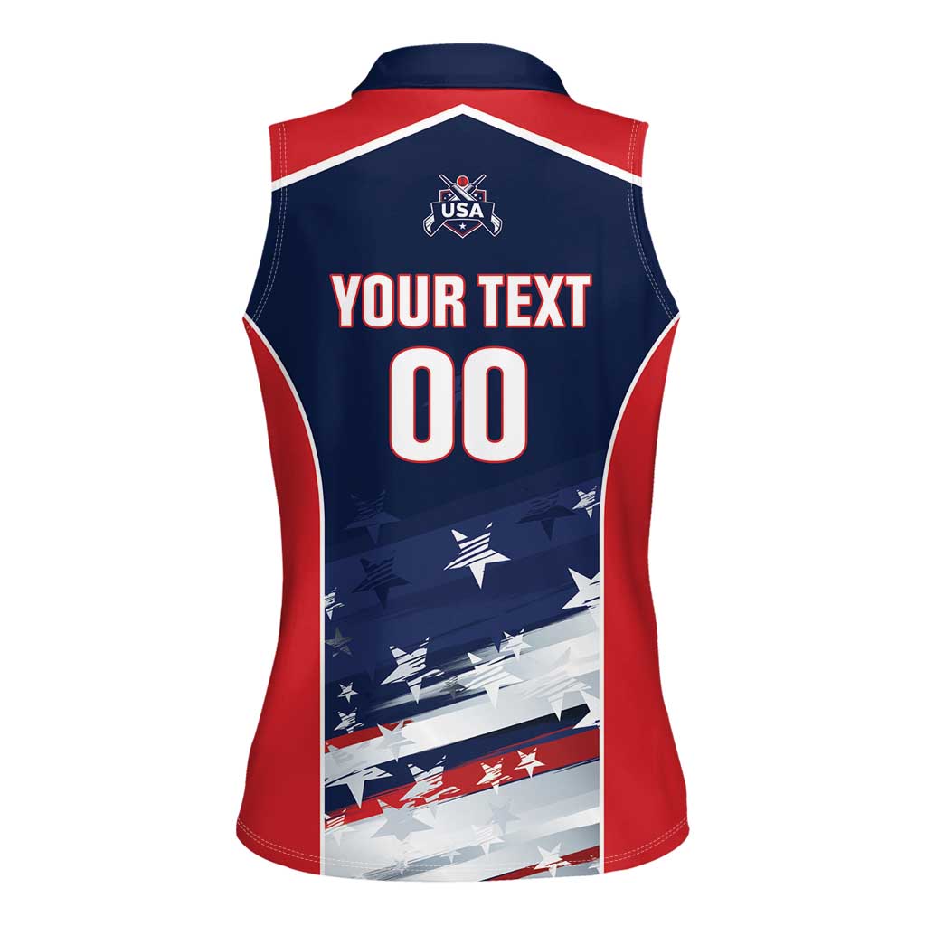 Custom USA Cricket Women Sleeveless Polo Shirt US Team Play Bold Play Proud - Wonder Print Shop