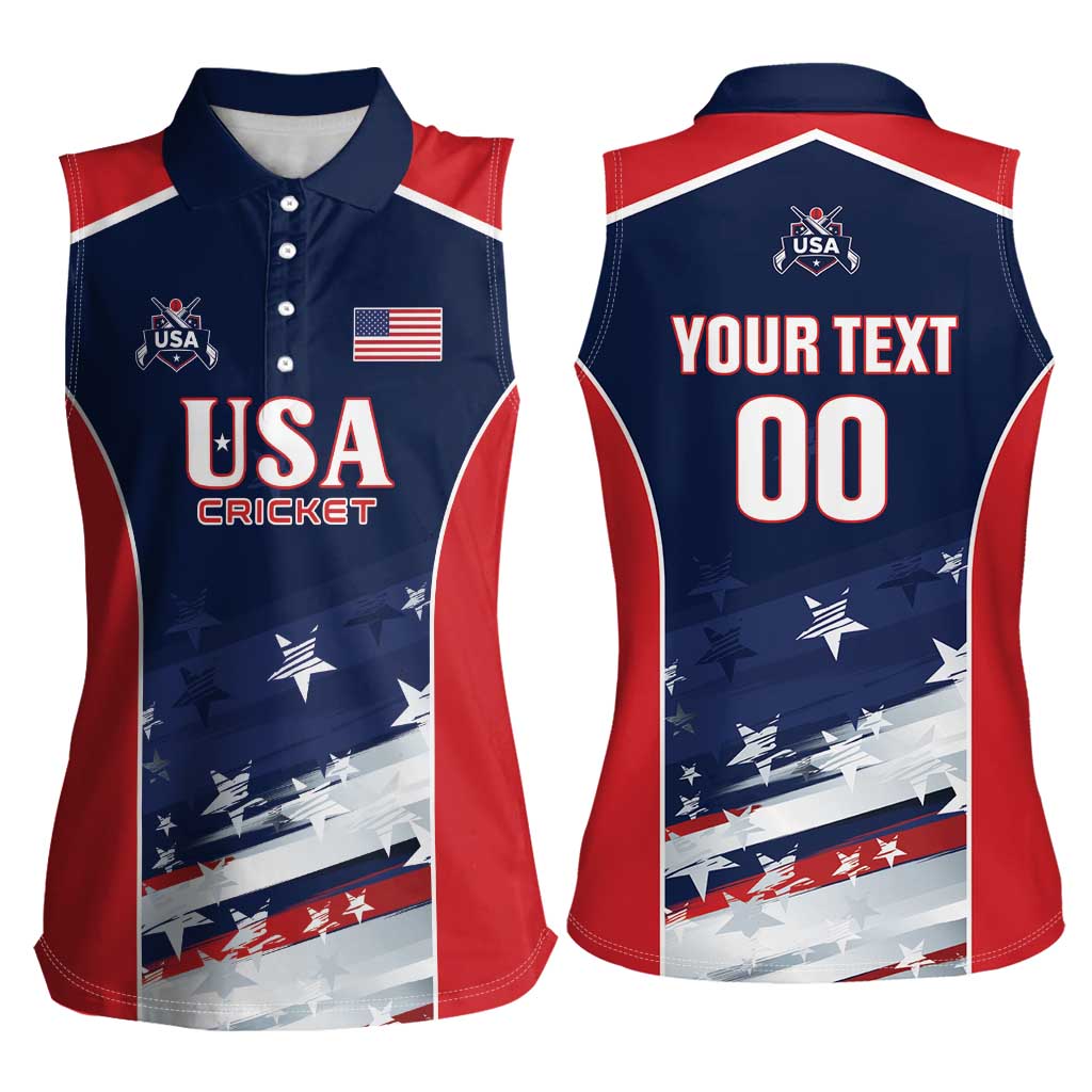 Custom USA Cricket Women Sleeveless Polo Shirt US Team Play Bold Play Proud - Wonder Print Shop