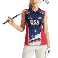 Custom USA Cricket Women Sleeveless Polo Shirt US Team Play Bold Play Proud - Wonder Print Shop