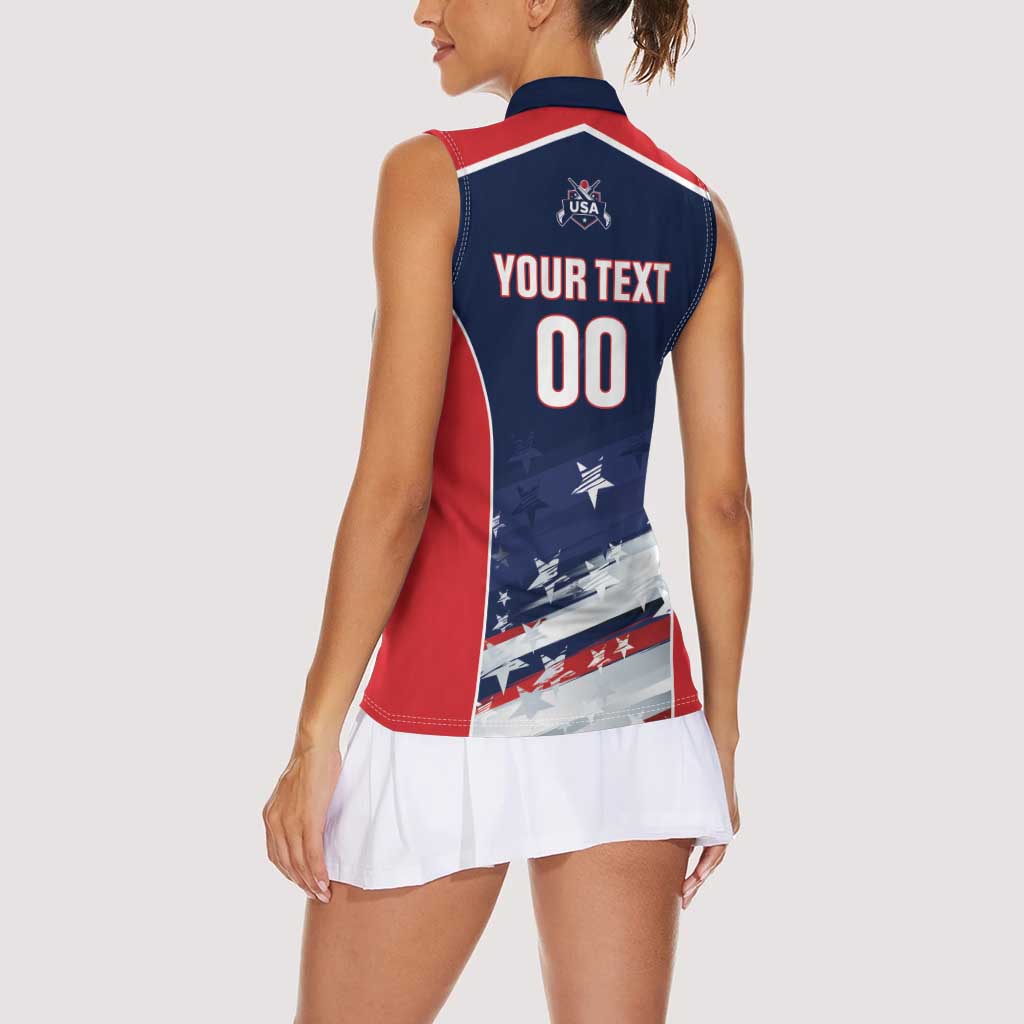 Custom USA Cricket Women Sleeveless Polo Shirt US Team Play Bold Play Proud - Wonder Print Shop