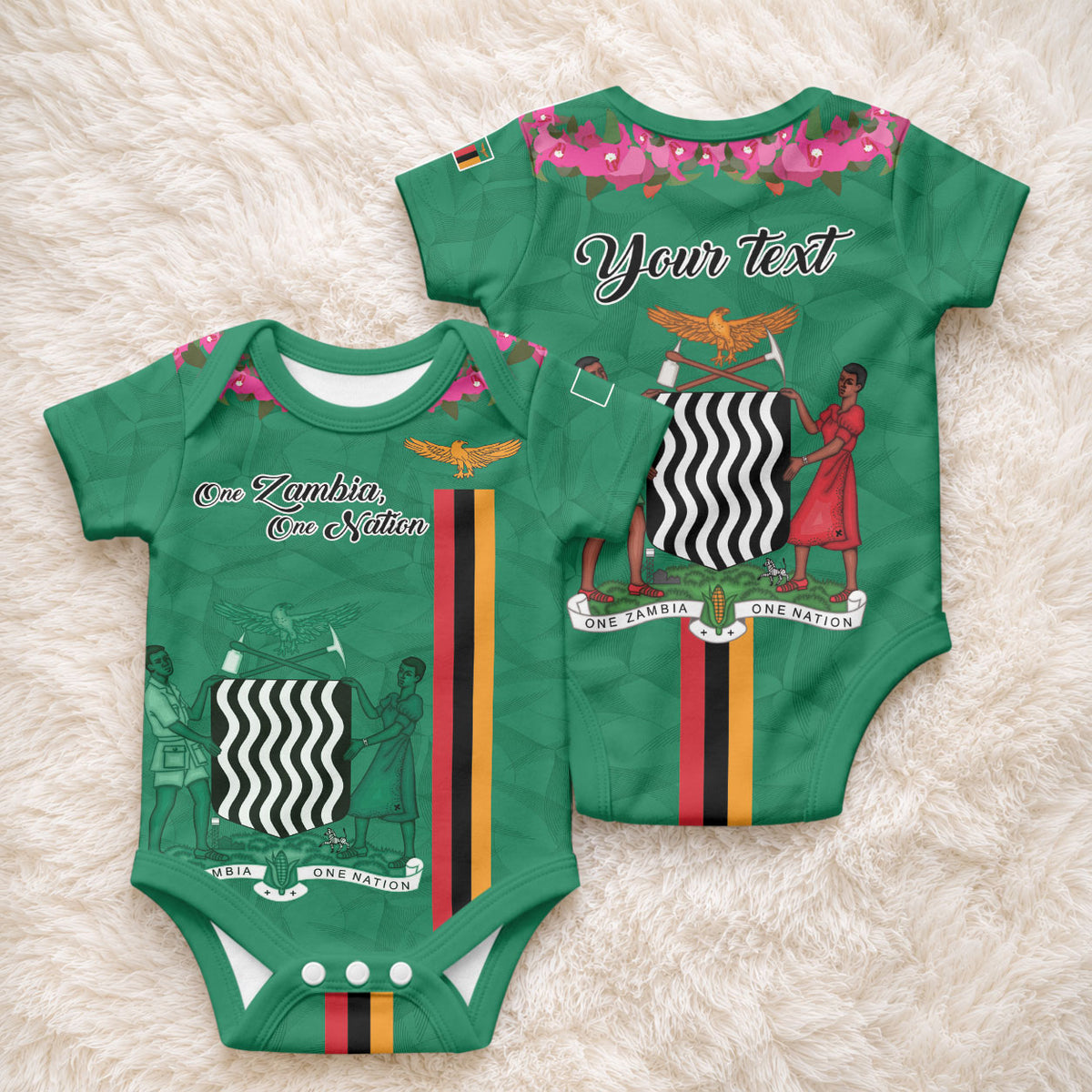 Personalized One Zambia One Nation Baby Onesie Happy Independence Day