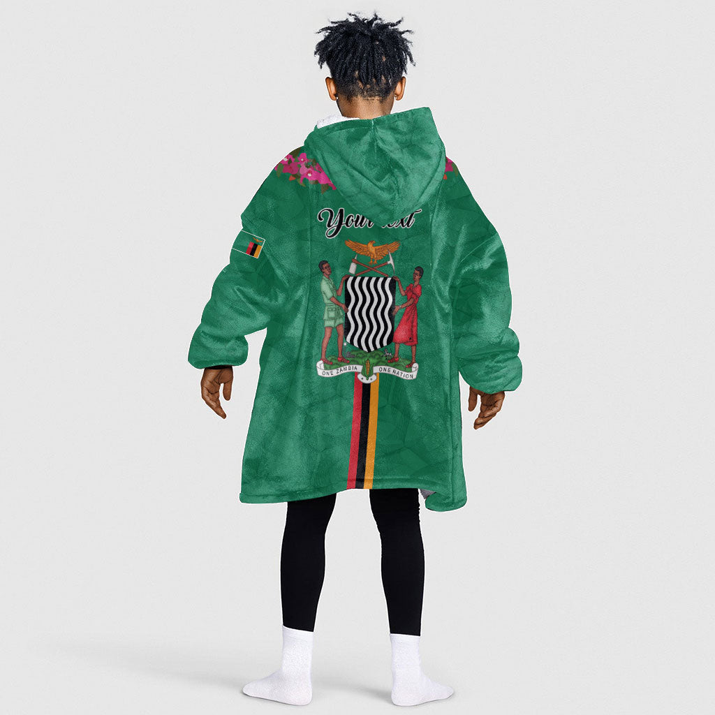 Personalized One Zambia One Nation Kid Wearable Blanket Hoodie Happy Independence Day