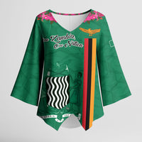 Personalized One Zambia One Nation Kimono Sleeve Blouse Happy Independence Day
