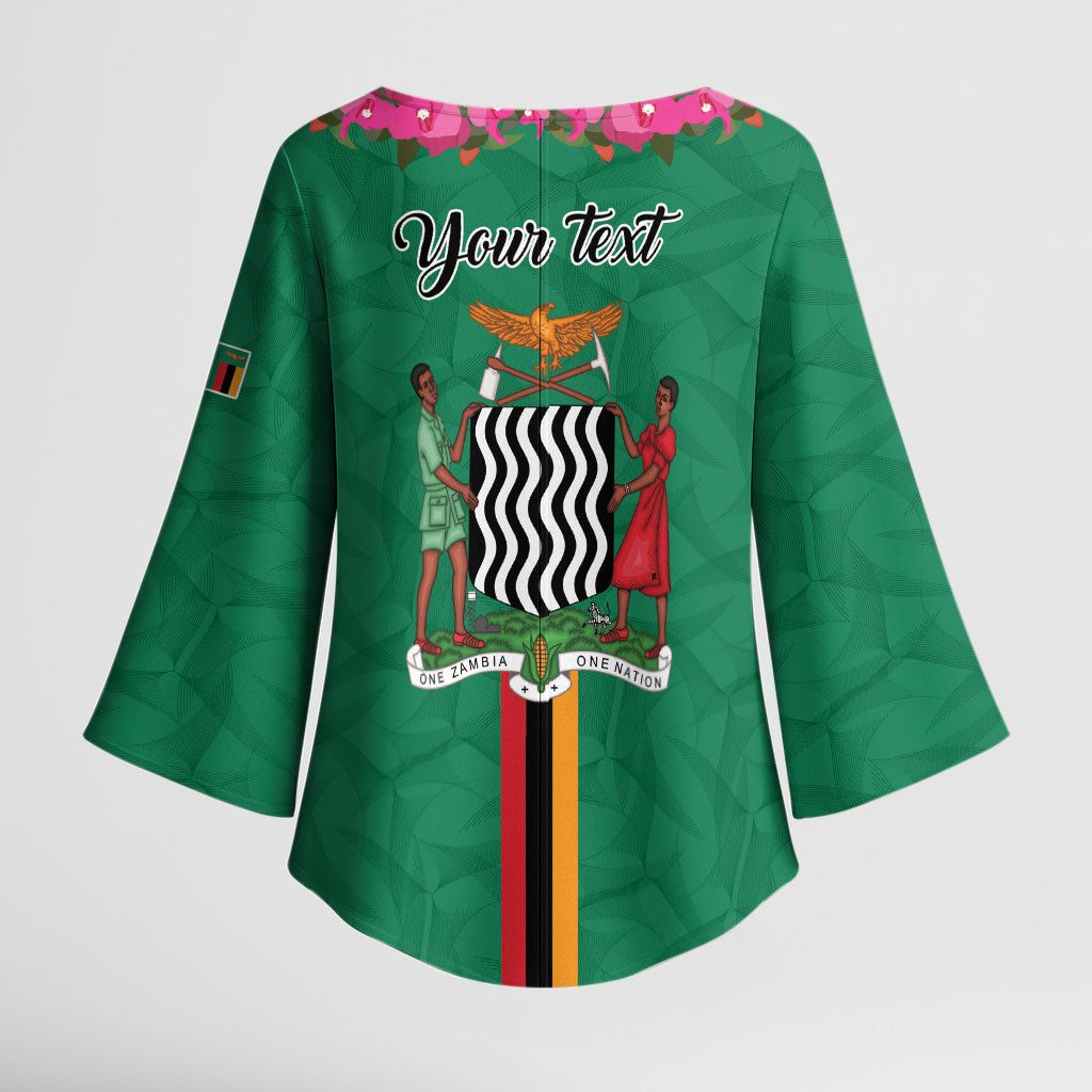 Personalized One Zambia One Nation Kimono Sleeve Blouse Happy Independence Day